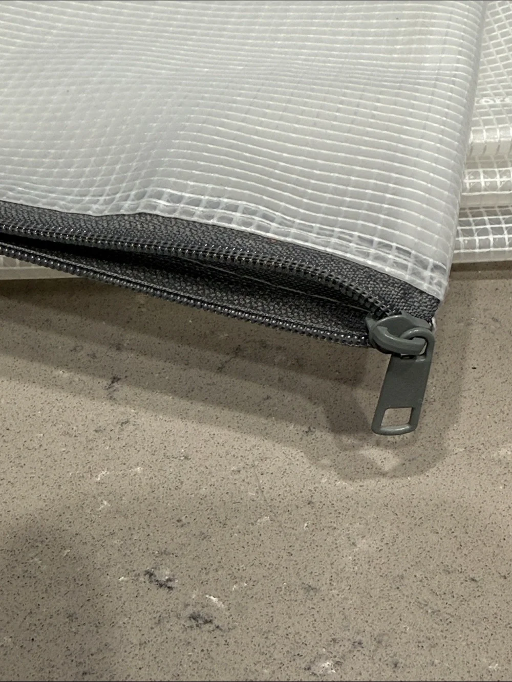 The Container Store Mesh Pouches with Zipper.  Approx 7.5” L & 9.5” W